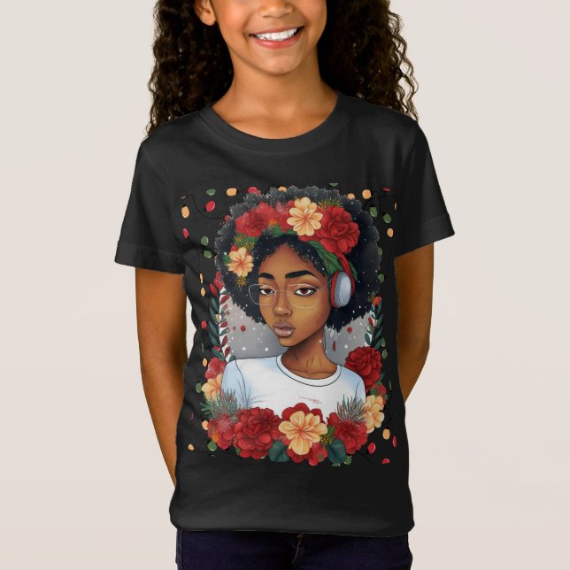 Melanin jul Winter Black Girl Magic Sista T Shirt (Framsida)