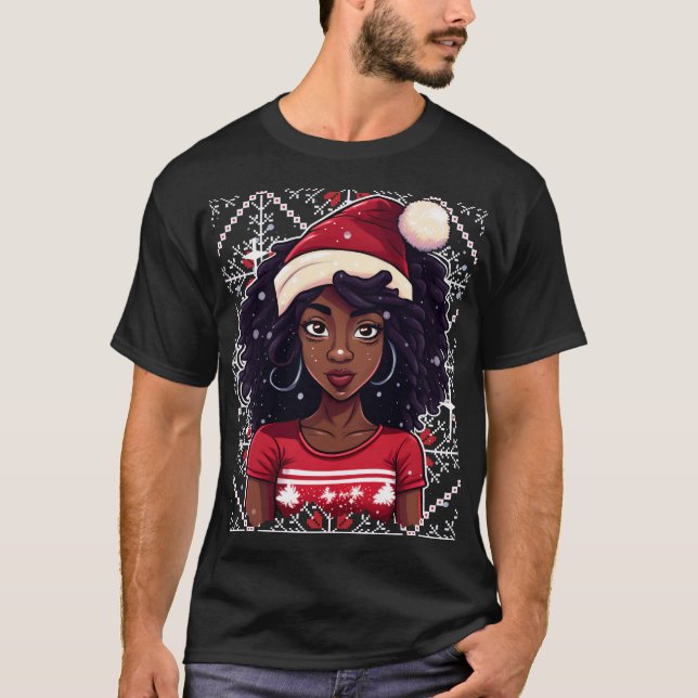 Melanin jul Winter Black Girl Magic Sista T- T Shirt (Framsida)