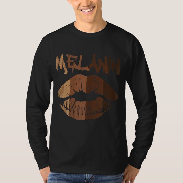 Melanin Lip Kiss BLM BHM Black History Afro Pride T Shirt (Framsida)