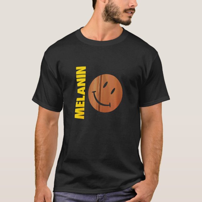 Melanin Lycklig Brown Tone Magic Ansikte Tecknad B T Shirt (Framsida)