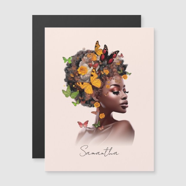 Melanin Magic: Afro Hair och Colorful Butterfly (Fram/baksida)