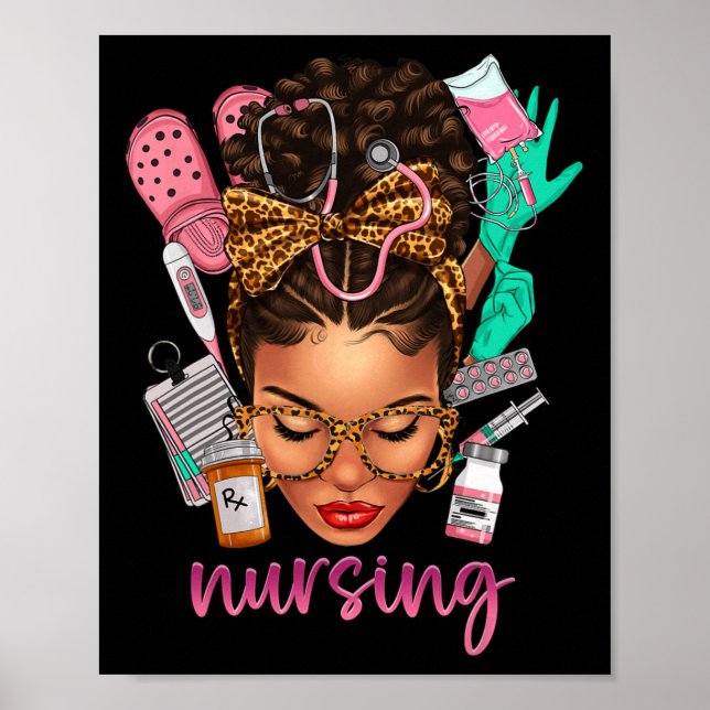 Melanin Nurse Black History Month Afro Hair Poster (Framsidan)