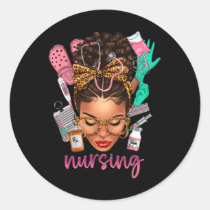 Melanin Nurse Black History Month Afro Hair Runt Klistermärke