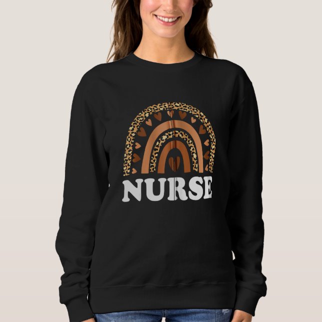 Melanin Nurse Rainbow Leopard Nurse Black History T Shirt (Framsida)