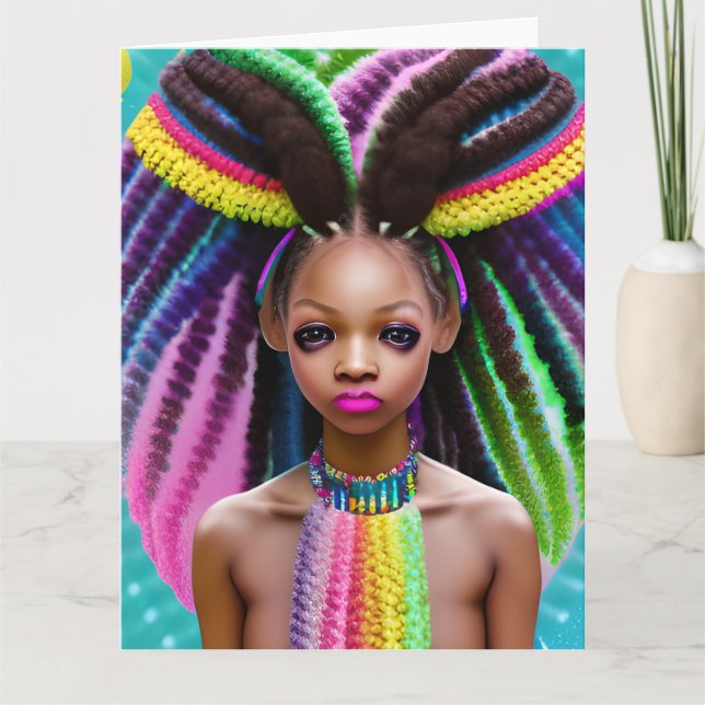 Melanin Påsk Rainbow Vår Sista Birthday Kort (Framsida)