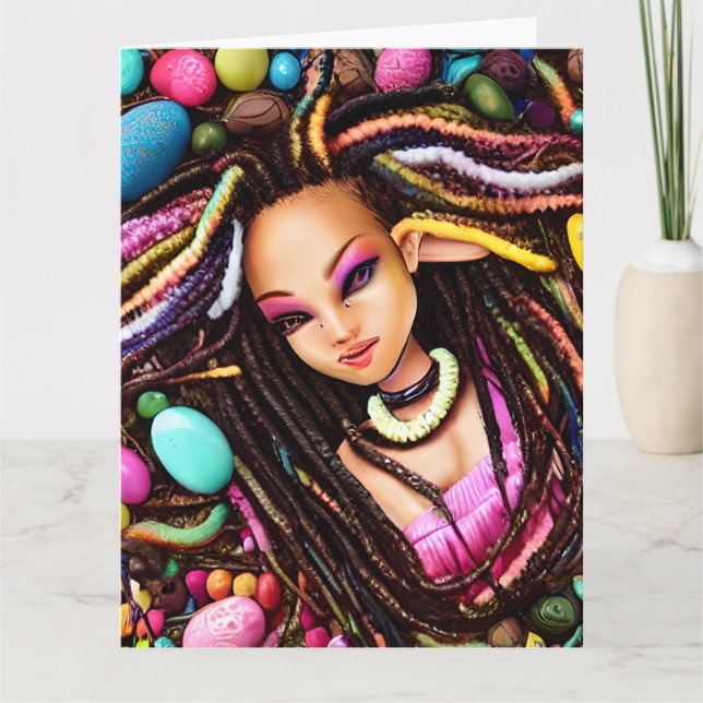 Melanin Påskägg Rainbow Vår Sista Girl Kort (Framsida)