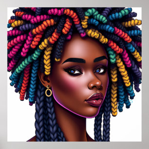 Melanin Poppin Svart Tjej Magi Syster Afrikansk Sy Poster