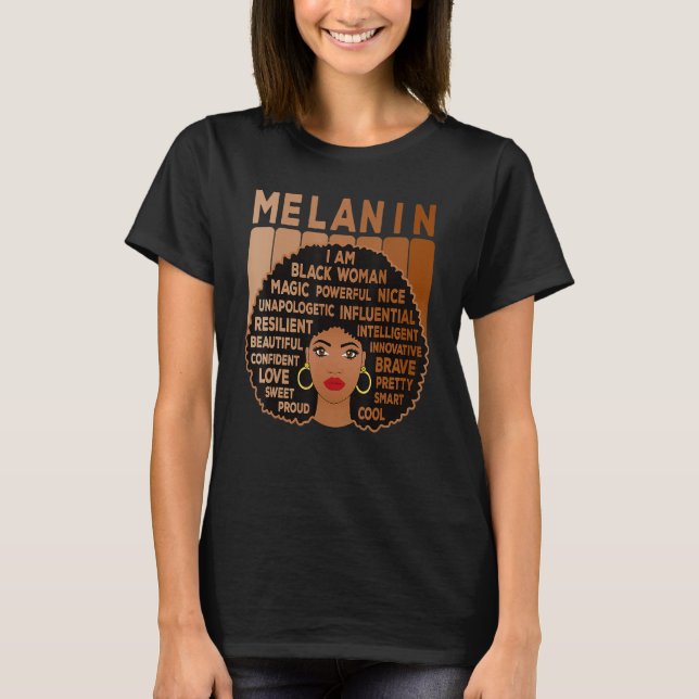 Melanin Pride Black Woman Afro American Black Girl T Shirt (Framsida)