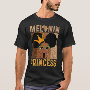 Melanin Princess African American Afro Puff Black T Shirt