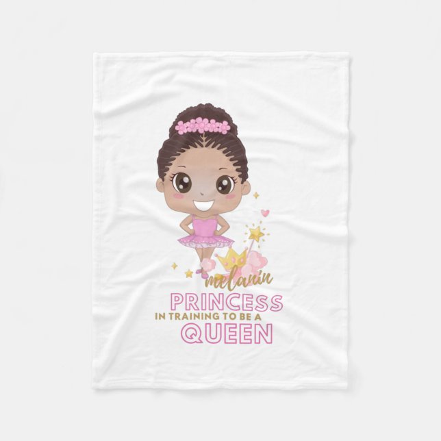 Melanin Princess Training to be Queen Ballerina Fleecefilt (Framsidan)