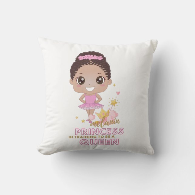 Melanin Princess Training to be Queen Ballerina Kudde (Framsida)