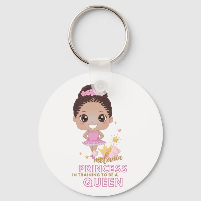 Melanin Princess Training to be Queen Ballerina Nyckelring (Framsida)