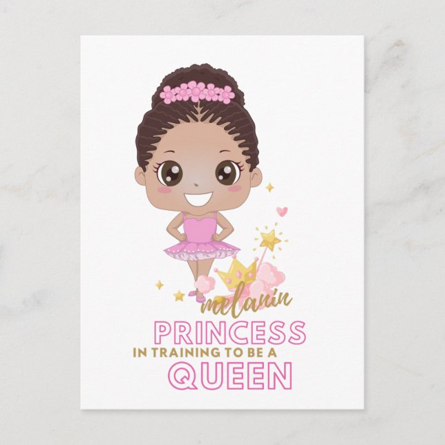 Melanin Princess Training to be Queen Ballerina Vykort (Framsida)