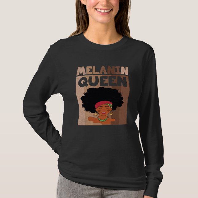 Melanin Queen African American Black History Month T Shirt (Framsida)