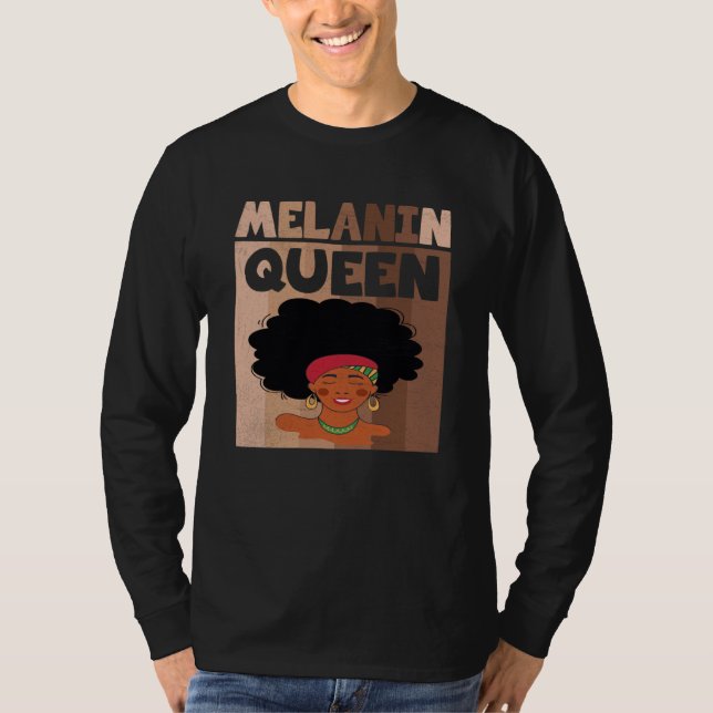 Melanin Queen African American Black History Month T Shirt (Framsida)