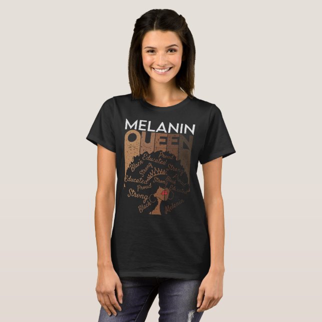 Melanin Queen African American Black T Shirt (Hel framsida)