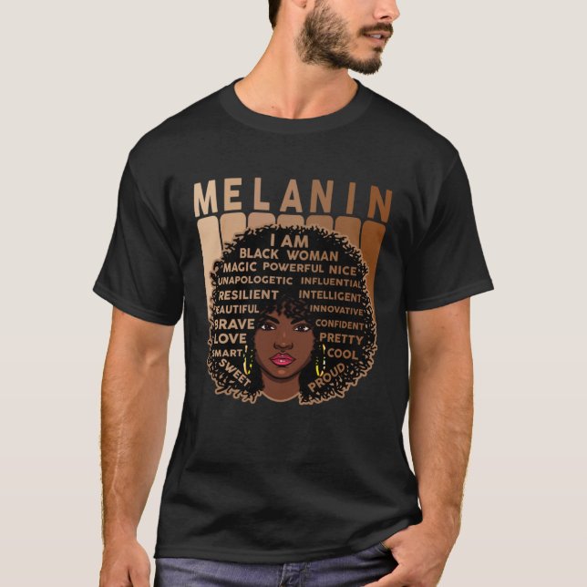 Melanin Queen African American Strong Black Natura T Shirt (Framsida)