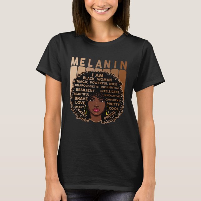 Melanin Queen African American Strong Black Natura T Shirt (Framsida)