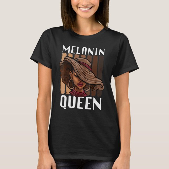 Melanin Queen African American Strong Black T Shirt (Framsida)