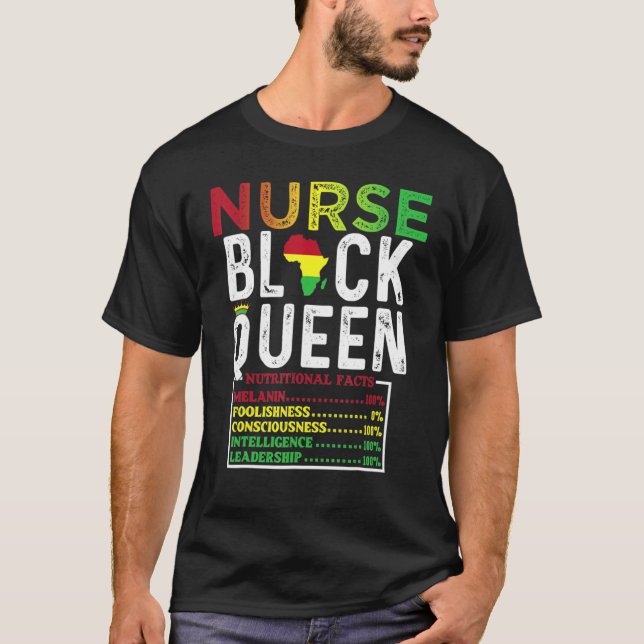 Melanin Queen African American Strong Black T Shirt (Framsida)