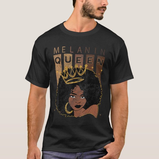 Melanin Queen African American Strong Black T Shirt (Framsida)