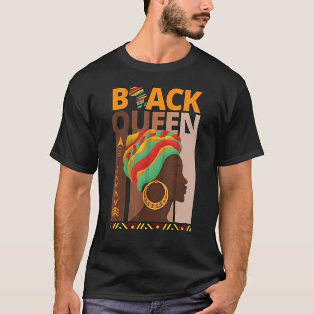 Melanin Queen African American Strong Black T Shirt (Framsida)
