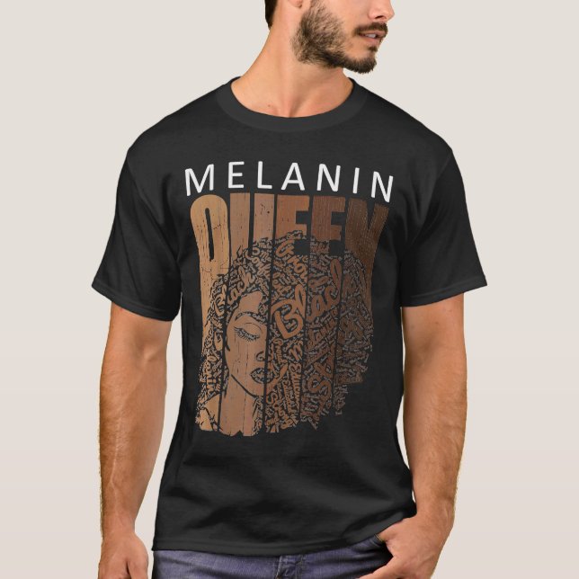 Melanin Queen African American Strong Black T Shirt (Framsida)