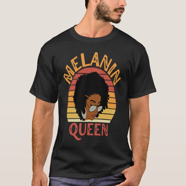 Melanin Queen African American Strong Black T Shirt (Framsida)