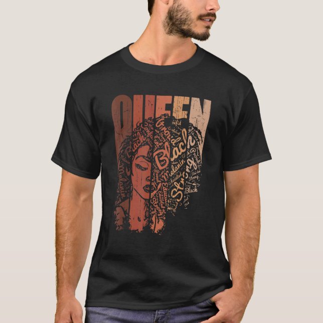 Melanin Queen African American Strong Black T Shirt (Framsida)