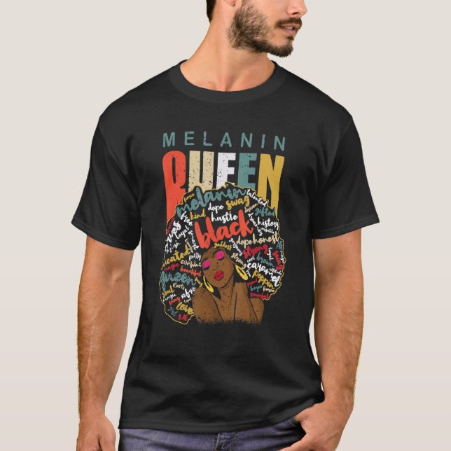 Melanin Queen African American Strong Black T Shirt (Framsida)