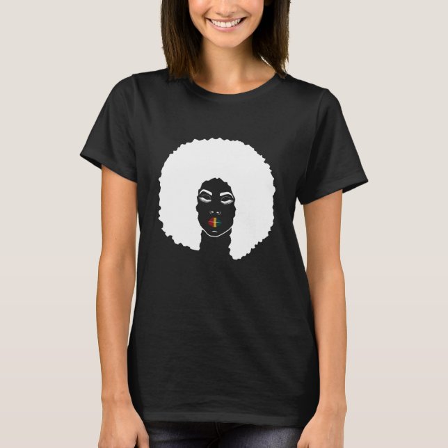 Melanin Queen Afro Queen Läppar T Shirt (Framsida)