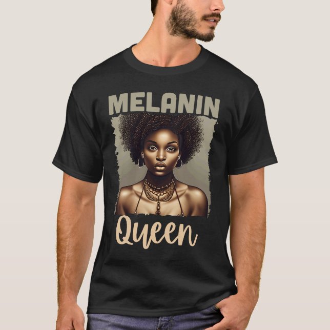 Melanin Queen Black History Month African American T Shirt (Framsida)