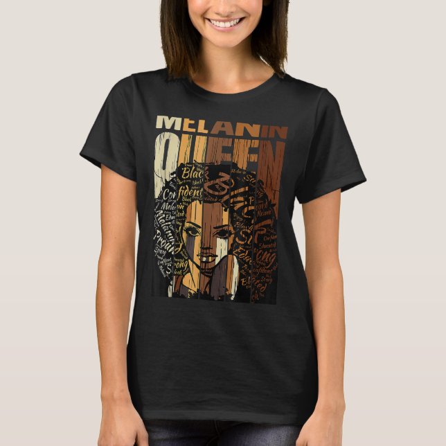 Melanin Queen Black History Month Afro African Pri T Shirt (Framsida)