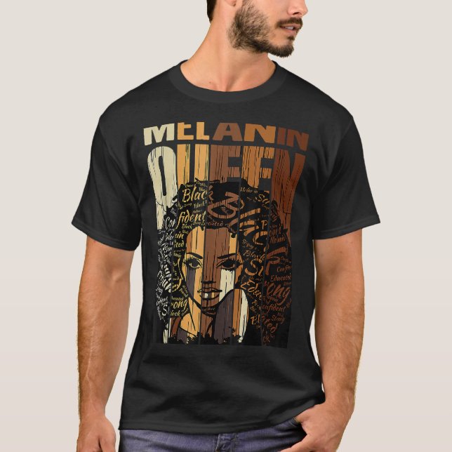 Melanin Queen Black History Month Afro African Pri T Shirt (Framsida)