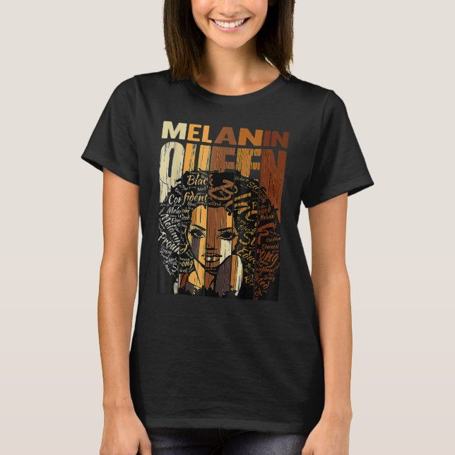 Melanin Queen Black History Month Afro African Pri T Shirt (Framsida)