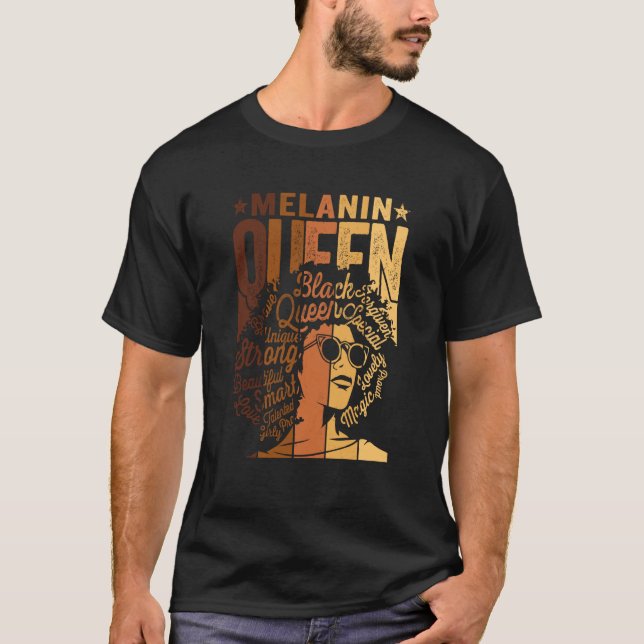 Melanin Queen BLM African American Strong Black Na T Shirt (Framsida)