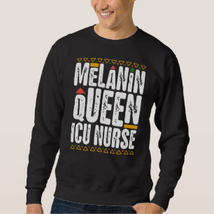 Melanin Queen ICU Nurse Black History Intensive Ca Lång Ärmad Tröja