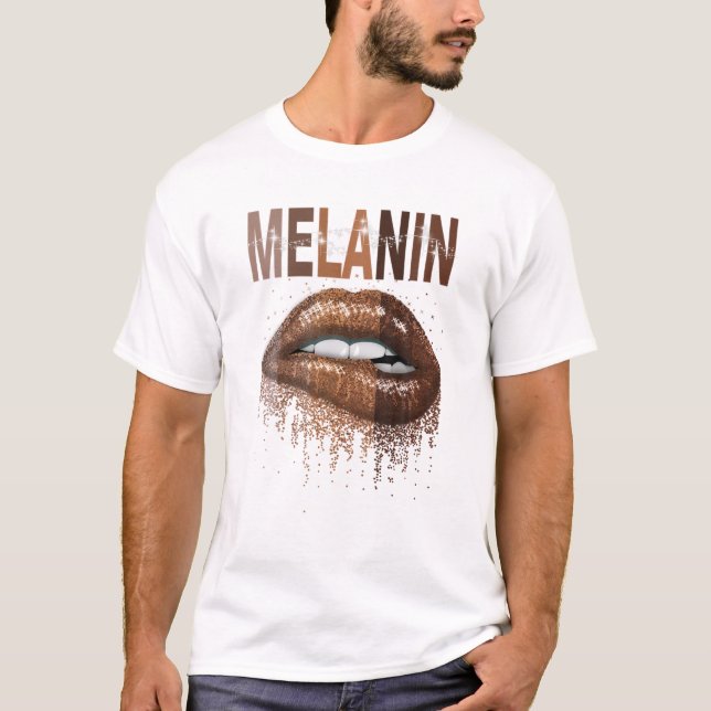 Melanin Queen Läppar Black History Month Pride Afr T Shirt (Framsida)