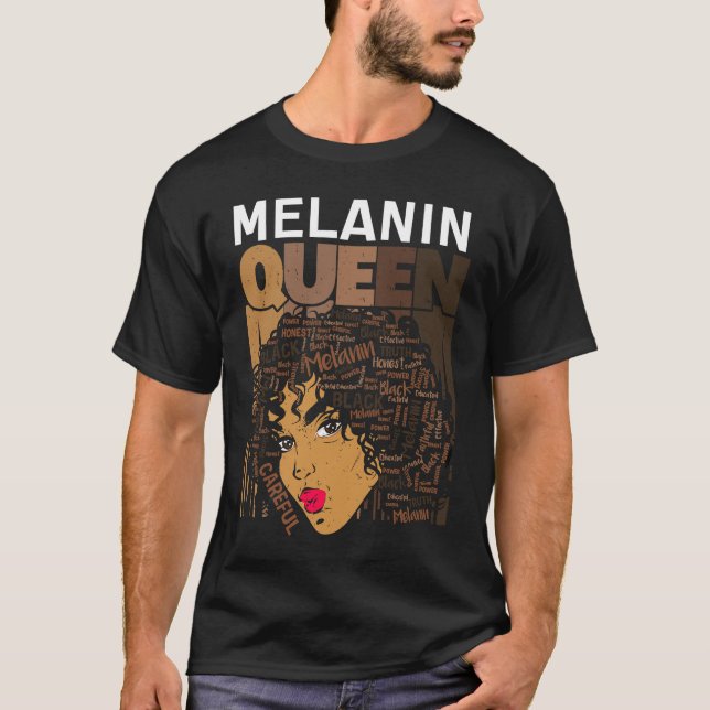 Melanin Queen Proud Black Queen Afro Women African T Shirt (Framsida)