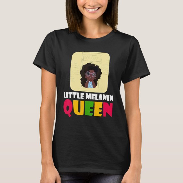 Melanin School Queen Black Afro Girls Melanin Birt T Shirt (Framsida)
