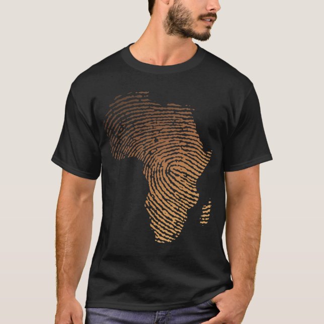 Melanin Shades Afrika Karta - Afrika DNA Fingerpri T Shirt (Framsida)