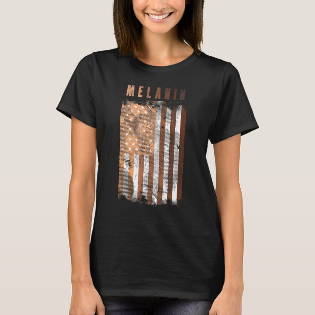 Melanin Shades Us Flagga African Pride Blm Black T Shirt (Framsida)