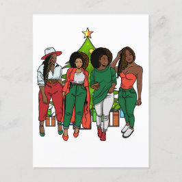 Melanin Sistas Julgran & Gifts Black Girls Vykort