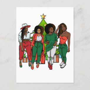 Melanin Sistas Julgran & Gifts Black Girls Vykort