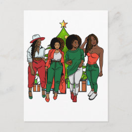 Melanin Sistas Julgran & Gifts Black Girls Vykort