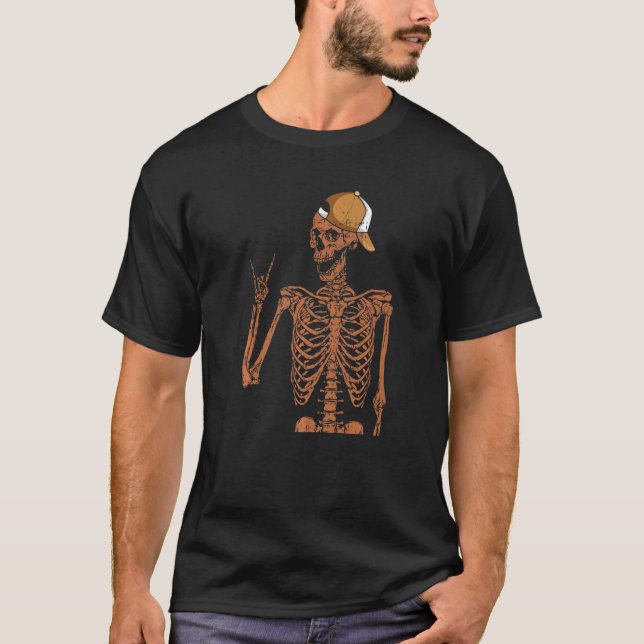 Melanin Skeleton Rock Hand Black History Month BLM T Shirt (Framsida)