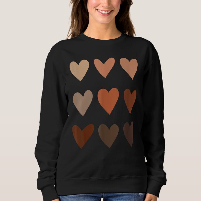 Melanin Skin Tone Hearts, Be Kind, Black History M T Shirt (Framsida)