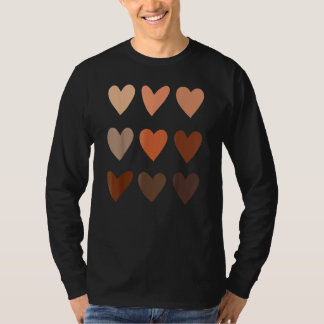 Melanin Skin Tone Hearts BE Kined Black History m T Shirt