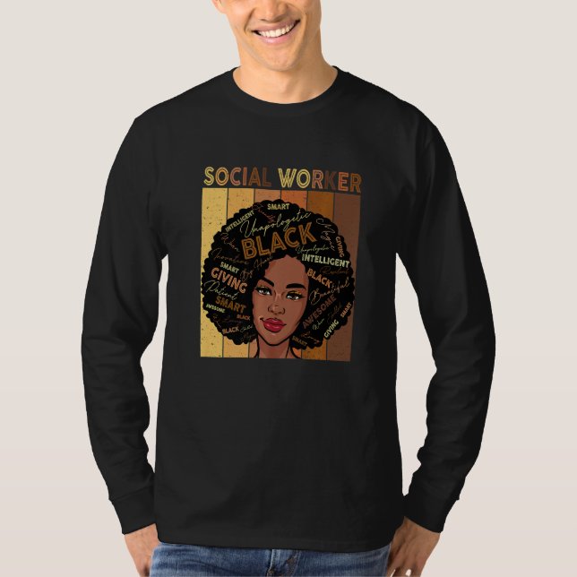 Melanin Social Worker Afro Hair Black History Mont T Shirt (Framsida)
