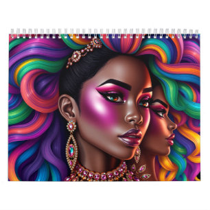 melanin svart drottning afroamerikansk kvinna syst kalender